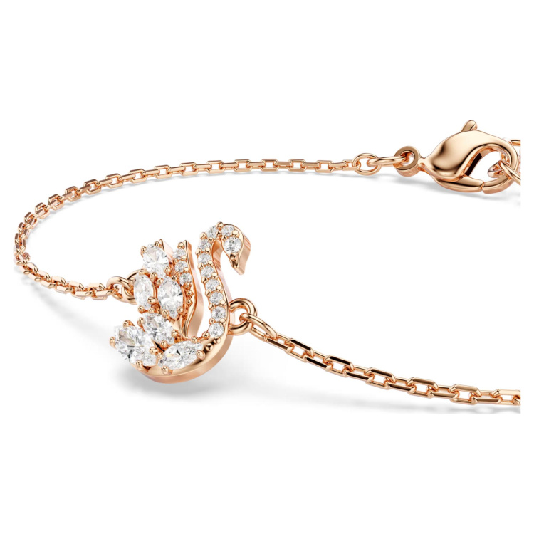 Swan bracelet Mixed cuts, Swan, White, Rose gold-tone plated